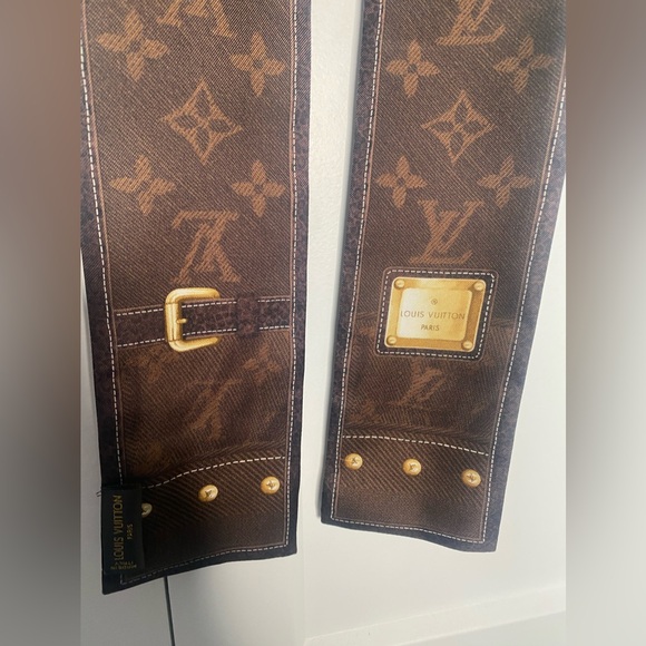 Louis Vuitton Ebene Monogram 400505 Bandeau 100% Silk Scarf - Picture 1 of 6